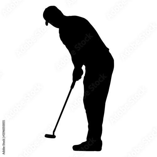 Silhouette of a person playing golf