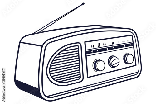 Vintage Radio with Knobs Old Style Device
