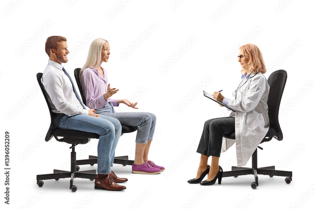 Couple sitting and having a conversation with a doctor Couple sitting and having a conversation with a doctor