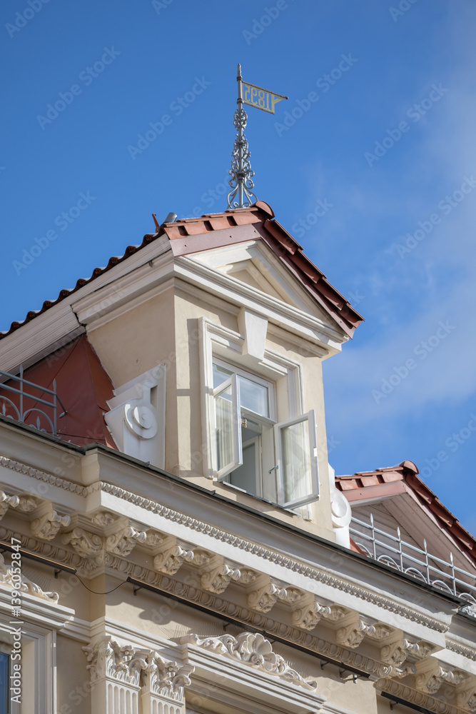 Elegant Historic Facade of the House of the Signatories in Vilnius, Lithuania Elegant Historic Facade of the House of the Signatories in Vilnius, Lithuania