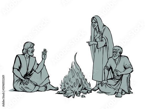 Vector drawing. Man sitting on the ground