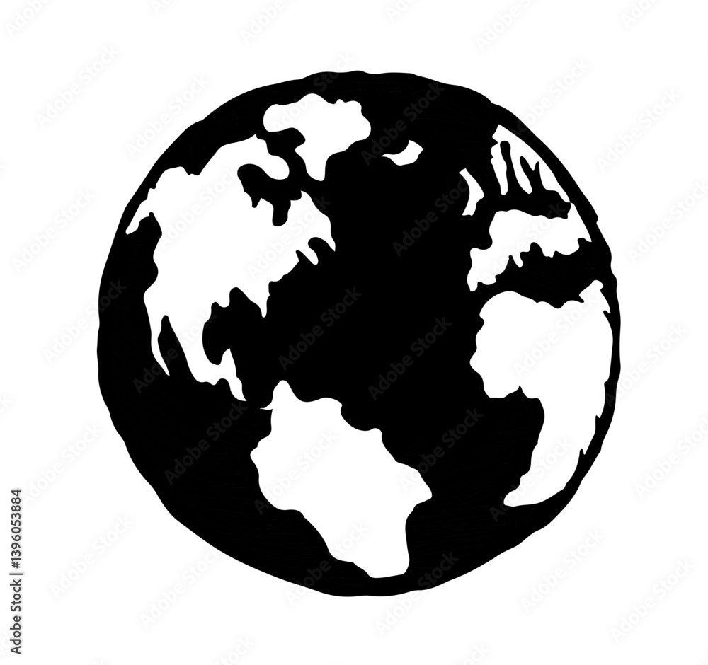 Obraz premium Vector drawing. Earth planet icon