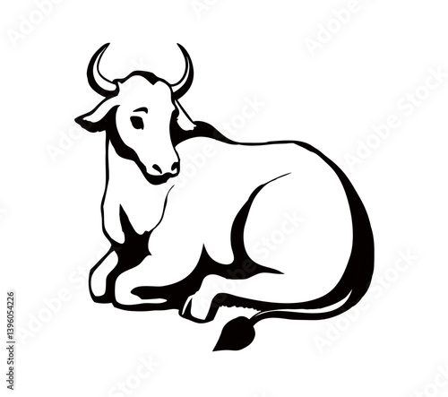 Vector drawing. Cute big cow