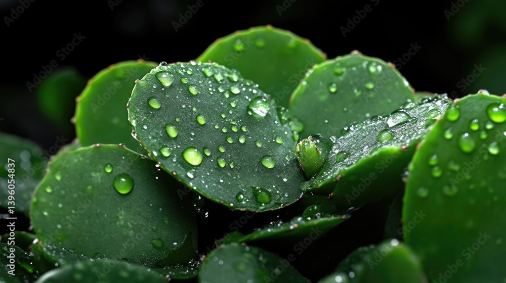 Close-up of succulent leaves covered in water droplets Close-up of succulent leaves covered in water droplets