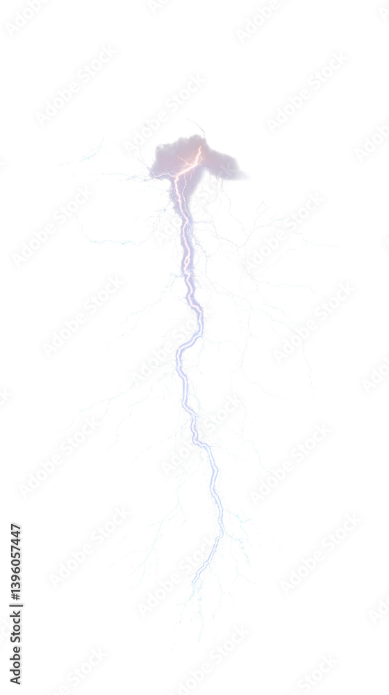 Fototapeta premium Powerful lightning bolt with copy space, energy concept, transparent png format, suitable for digital designs
