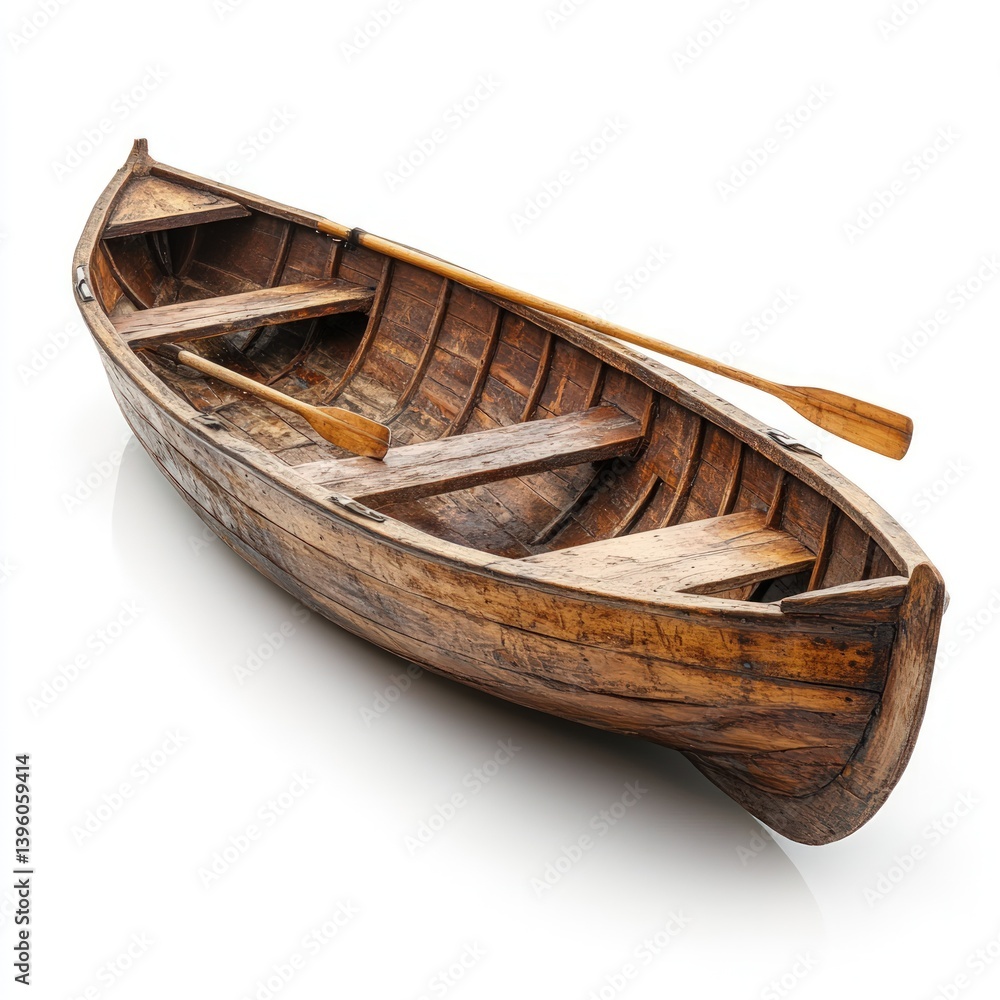 Rowboat with two oars, no logos, isolated on white background Rowboat with two oars, no logos, isolated on white background