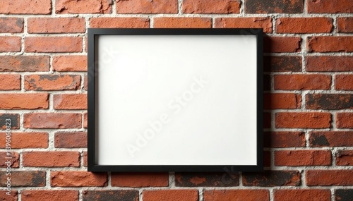 Wallpaper Mural Empty art frame on brick wall, perfect for gallery display , stylish, rustic, aged brick Torontodigital.ca