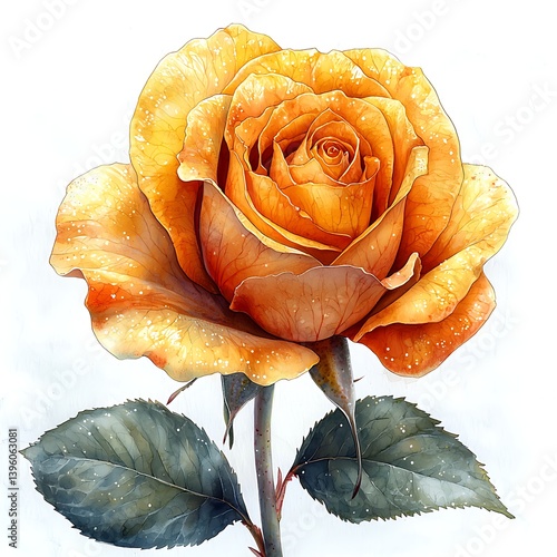 Detailed yellow rose painting high resolution wallpaper