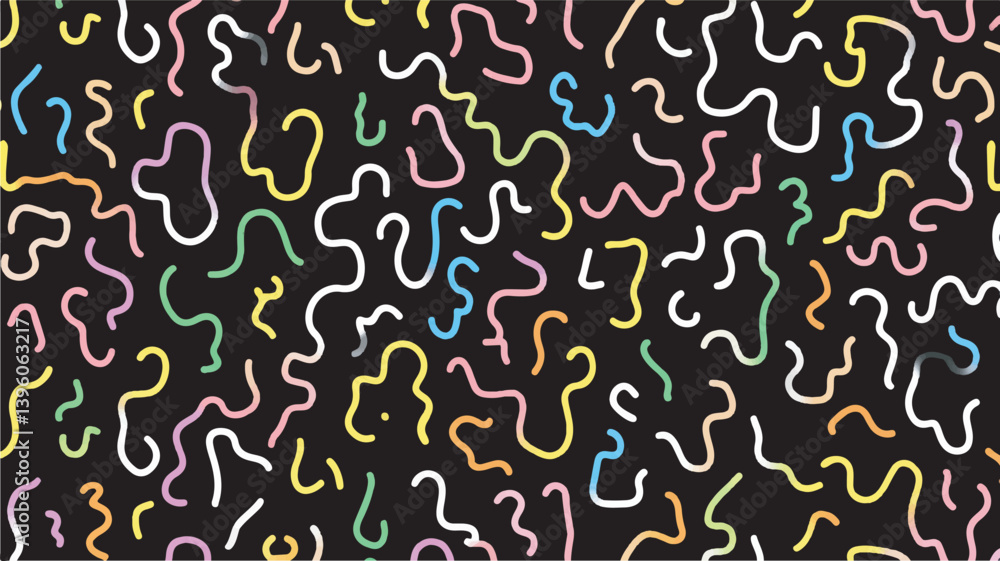Abstract squiggles scatter randomly against a dark backdrop illustration Abstract squiggles scatter randomly against a dark backdrop illustration