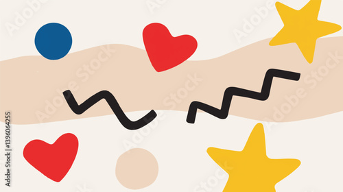 Abstract shapes float in layered pastel scene decoration