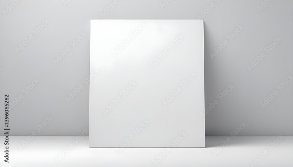 Naklejka premium A large, blank white canvas leans against a gray wall, perfect for any design idea or art.