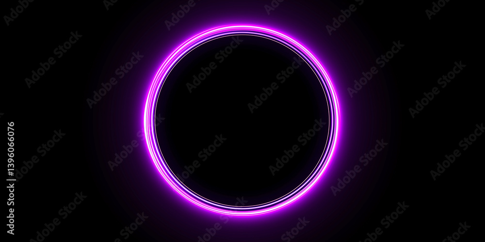 Minimal glowing neon circle in vibrant purple light on black background, futuristic digital ring with halo effect, modern sci-fi abstract design concept for backgrounds Minimal glowing neon circle in vibrant purple light on black background, futuristic digital ring with halo effect, modern sci-fi abstract design concept for backgrounds
