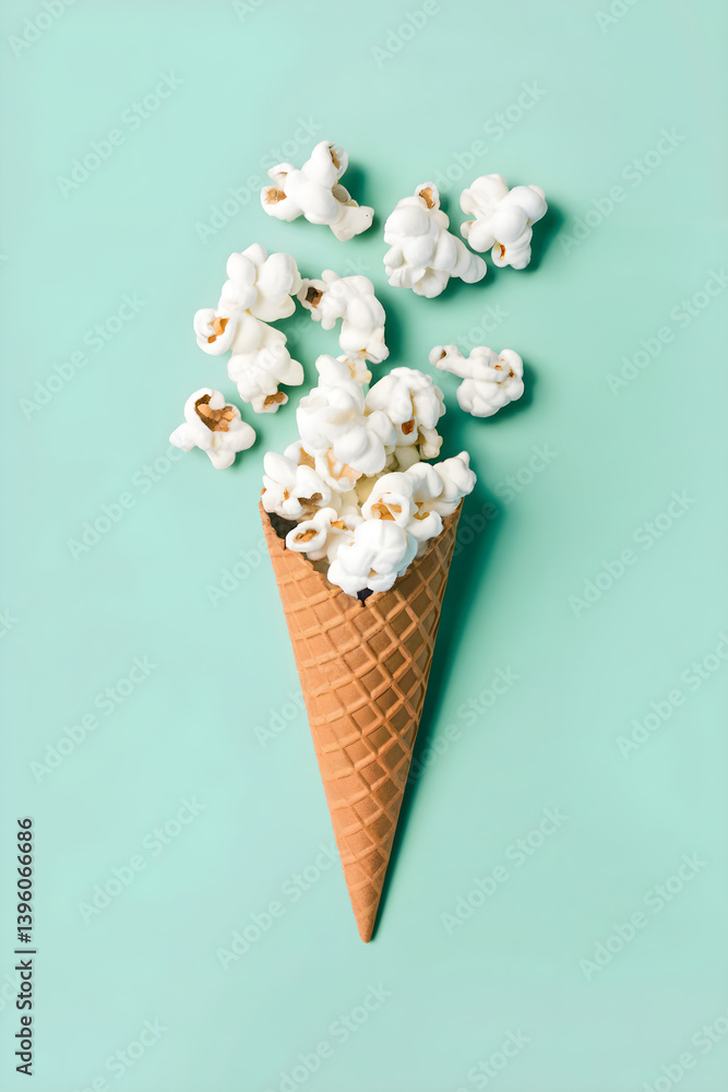 ice cream cone filled with popcorn ice cream cone filled with popcorn