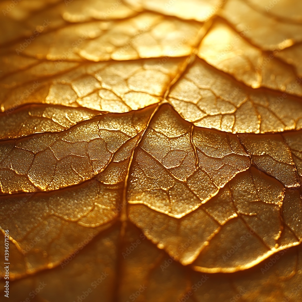 Fototapeta premium Elegant nature-inspired embossed gold leaf texture high resolution image