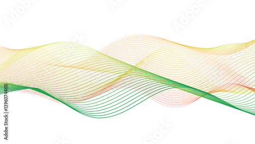 Vibrant Abstract Waveform with Green, Yellow, and Red Lines