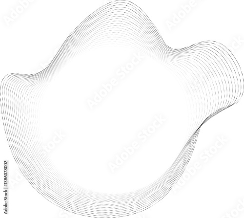 Shape with concentric dotted ripples expanding from a luminous circular center in an organic pattern.