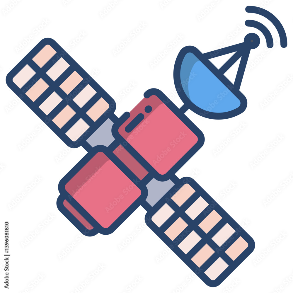Linear color satellite icon Linear color satellite icon