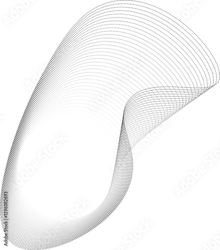 Abstract element with a bright center and stylized fluid outer edges shaped by dotted lines in an organic pattern.
