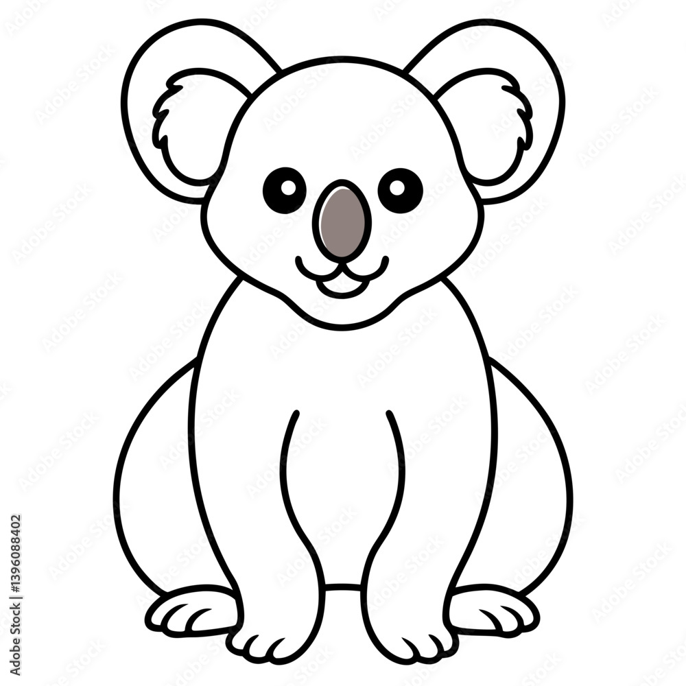 Minimal Koala Vector Illustration on White Background Minimal Koala Vector Illustration on White Background