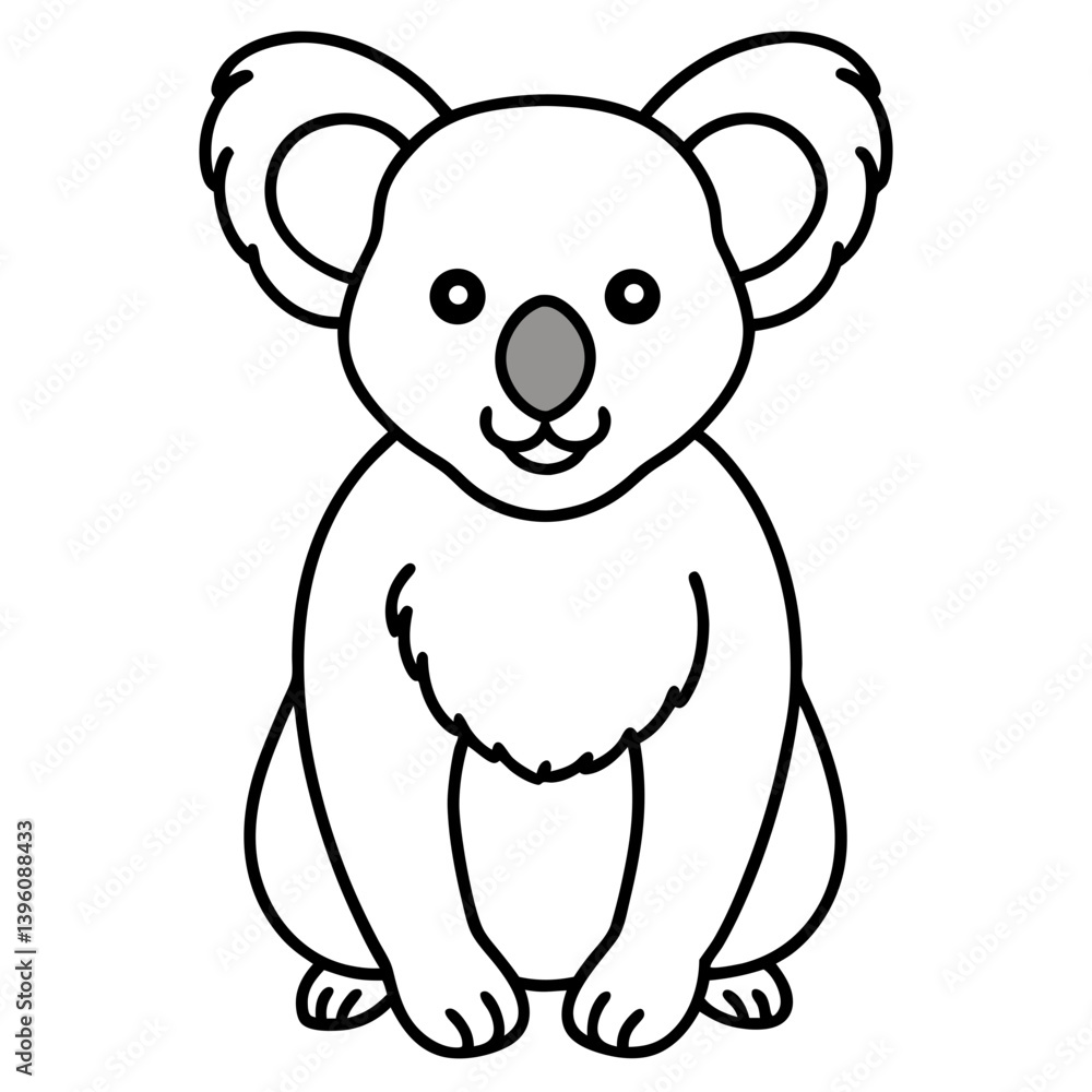 Minimal Koala Vector Illustration on White Background Minimal Koala Vector Illustration on White Background