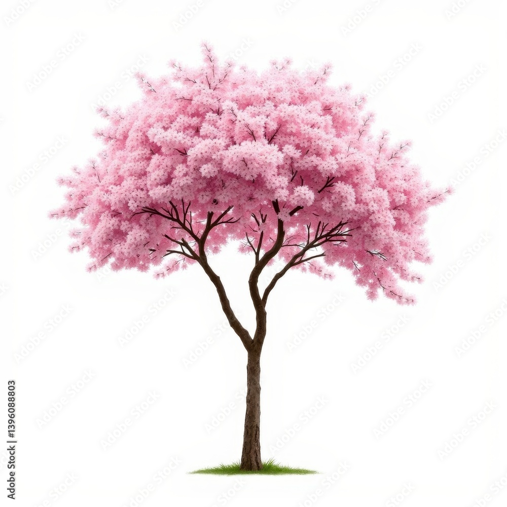 Fototapeta premium isolated pink blossom tree on white background