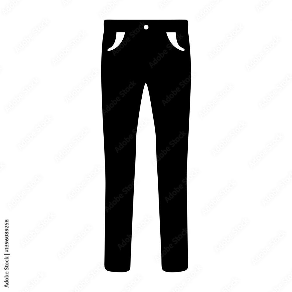 Simple Black Silhouette of a Pair of Trousers or Pants with Pockets and Button Simple Black Silhouette of a Pair of Trousers or Pants with Pockets and Button