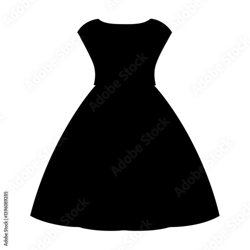 Black Sleeveless Aline Dress Silhouette Fashion Design Illustration