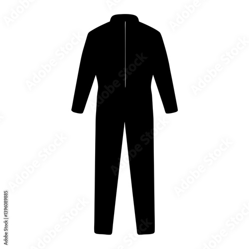 Black Long Sleeve ZipUp Jumpsuit Onesie Full Body Suit Uniform Workwear