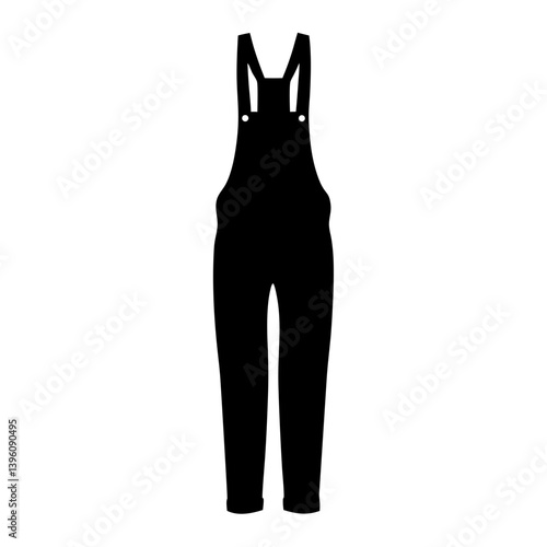 Black Denim Overalls Fashion Icon Silhouette Illustration