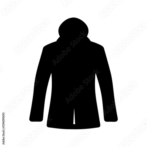 Black silhouette of a longsleeved jacket with a high collar