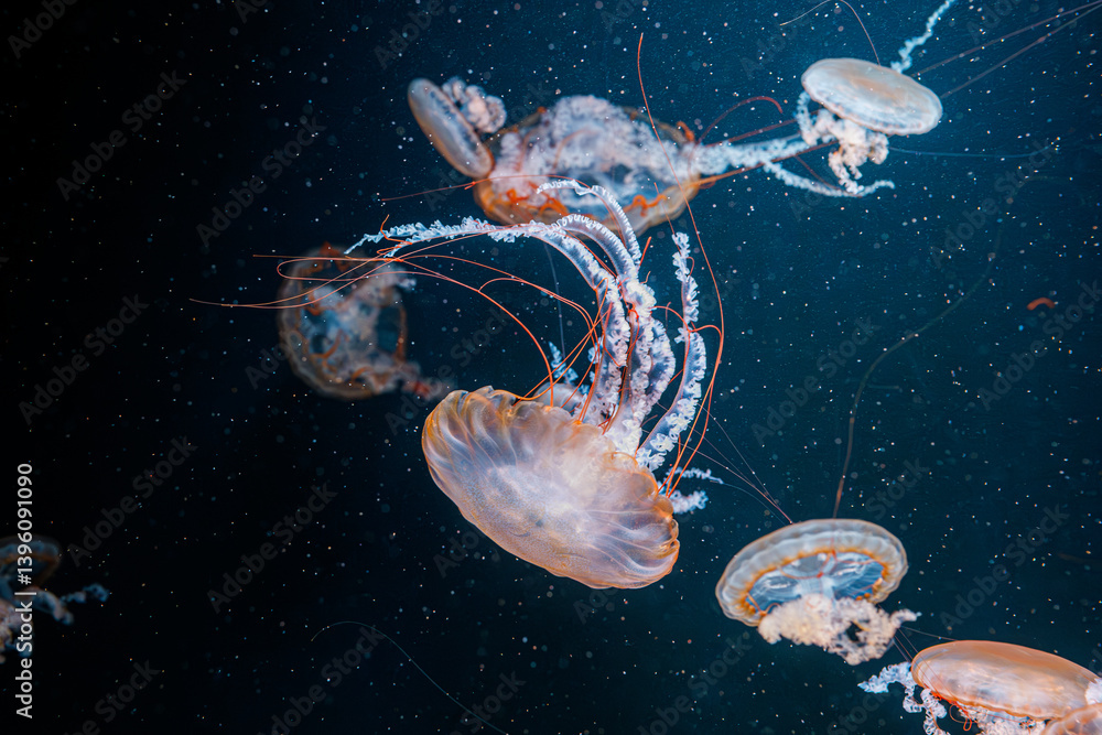 underwater photography jellyfish Chrysaora fuscescens, Pacific sea nettle, West Coast sea nettle