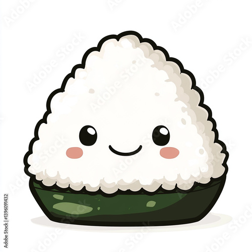 Cute Kawaii Onigiri Rice Ball with Smiling Face