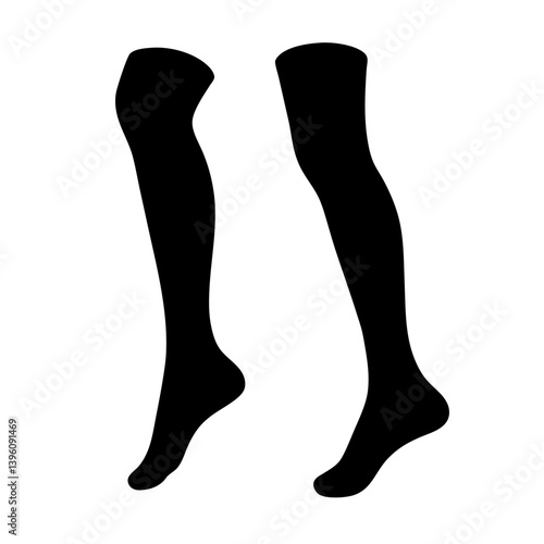 A Pair of Black Silhouettes of Legs and Feet in Knee High Socks or Stockings