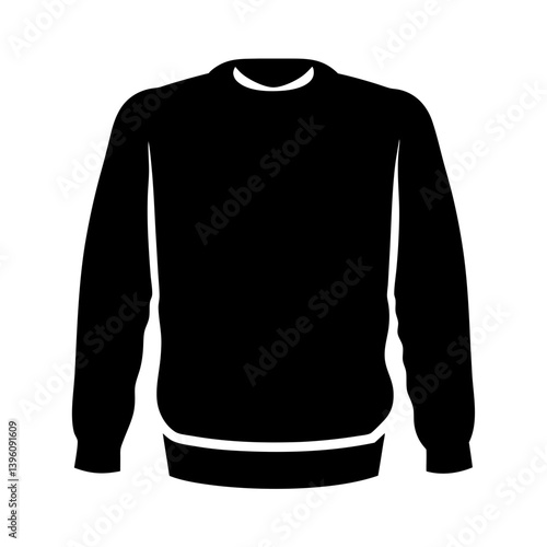 Simple Black Crew Neck Long Sleeve Sweater Icon Illustration Graphic Design