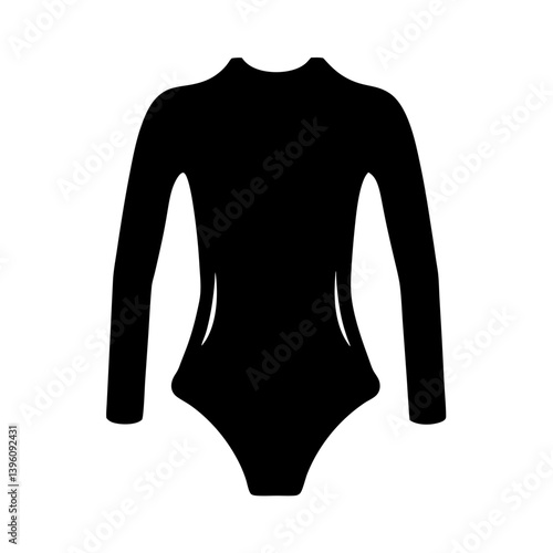 Black Long Sleeve OnePiece Swimsuit Bodysuit for Women Athletic Swimwear