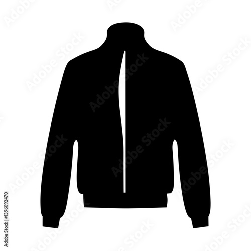 Black Zipper Bomber Jacket Icon Illustration Graphic Design