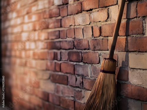 Wallpaper Mural Broom and Bricks: Rustic Urban Design for Effective Home Cleaning and Renovation Torontodigital.ca