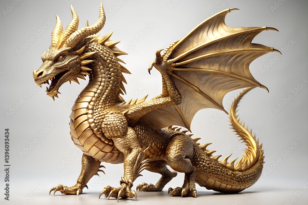 Majestic Golden Dragon Isolated On White Background Mythical Creature Fantasy Art Regal Beast Strong Scales Horns Wings, dragon, golden, gold, creature, mythical, fantasy, beast, wings, horns, scales Majestic Golden Dragon Isolated On White Background Mythical Creature Fantasy Art Regal Beast Strong Scales Horns Wings, dragon, golden, gold, creature, mythical, fantasy, beast, wings, horns, scales