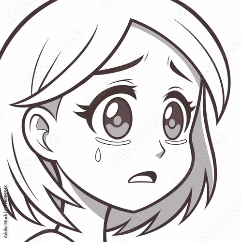 Anime-style sad emoji with big shimmering eyes and trembling mouth