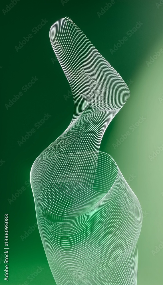 Curved light lines on a smooth green gradient background