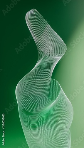 Obraz na płótnie Curved light lines on a smooth green gradient background w salonie