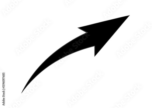 Dynamic Trajectory: A sleek, upward-pointing arrow, expertly crafted in a bold black silhouette, embodies the essence of growth, progress, and direction, ready to guide your vision forward.