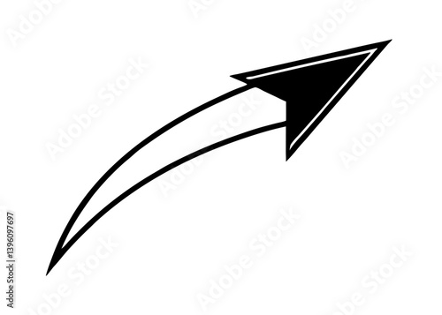 Elevated Trajectory: A sleek, graphic arrow ascends gracefully, its dynamic curve symbolizing growth, progress, and forward momentum against a bright backdrop. 