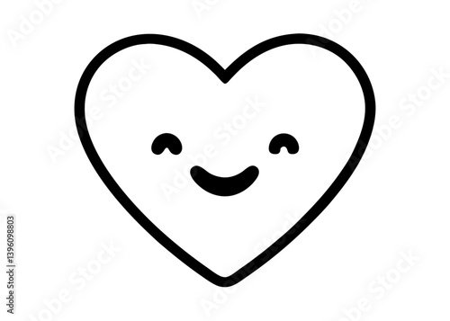 Happy Heart Icon: A simple, yet emotive graphic of a heart, expressing joy and cheerfulness through its inviting smile, symbolizing love, affection, and positive emotions.