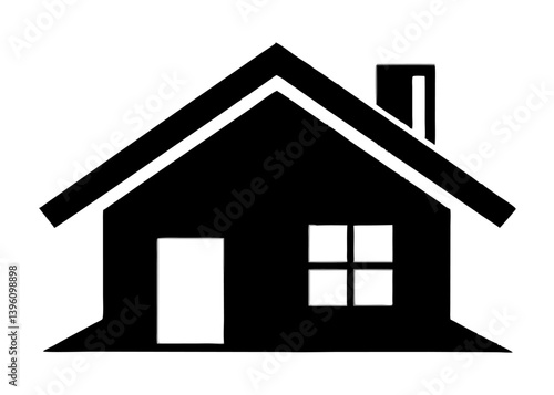 Minimalist Home Icon: A clean, minimalist silhouette of a house, perfectly embodies the essence of home and property ownership, with sharp lines, creating a sense of structure and simplicity.