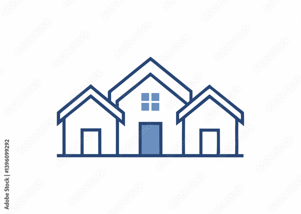 Property Harmony: A minimalist illustration of a modern home, designed with a clean and contemporary style, embodying the essence of comfort and contemporary living.