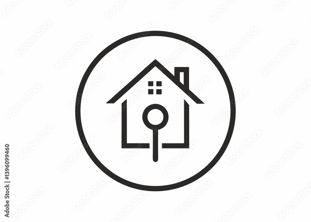Home Icon: A sleek minimalist icon represents a house within a circle. This image is ideal for architectural, real estate, and residential concepts. Home Icon: A sleek minimalist icon represents a house within a circle. This image is ideal for architectural, real estate, and residential concepts.