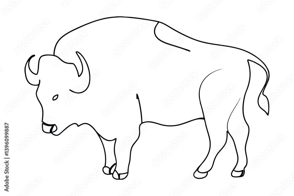 Minimalist Bison Outline Illustration Graphic Wildlife Drawing Simple Animal Design Minimalist Bison Outline Illustration Graphic Wildlife Drawing Simple Animal Design