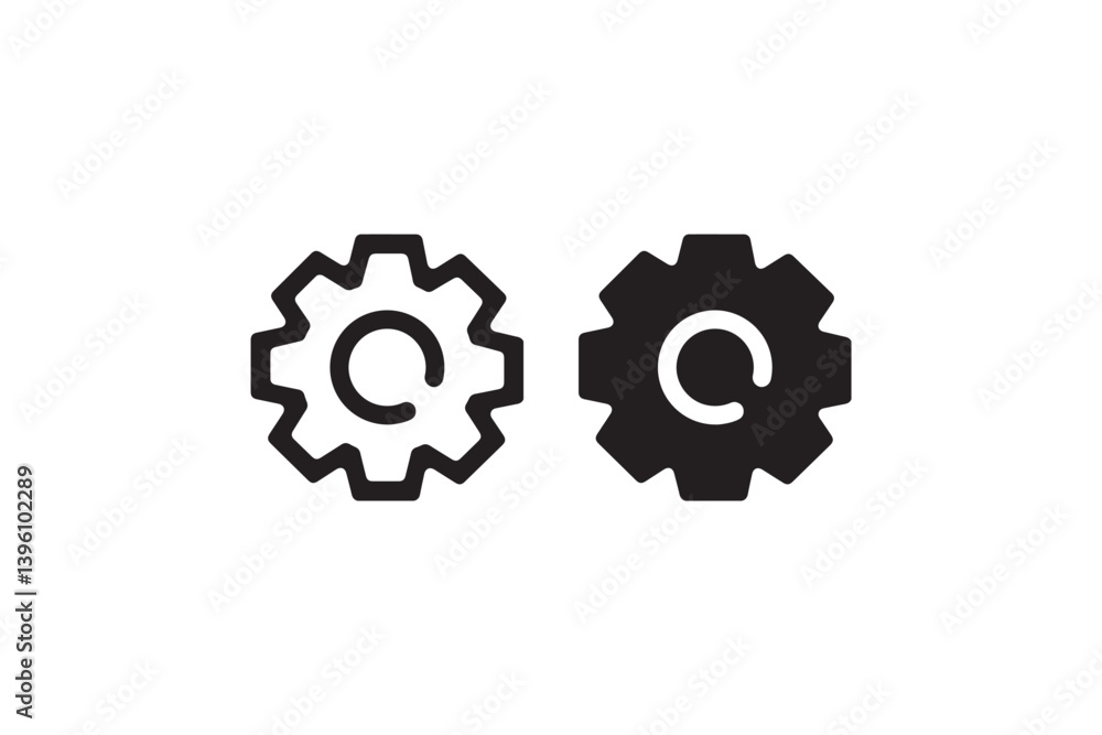 Gear setting icon in outline and solid style Vector Gear setting icon in outline and solid style Vector