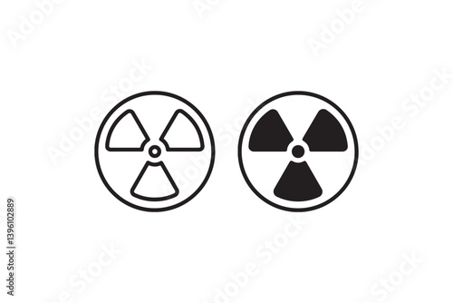 Radiation hazard symbol in outline and solid Vector